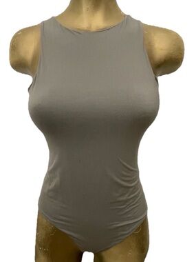 PUMIEY Chic Grey Stretch BODYSUIT Size Large